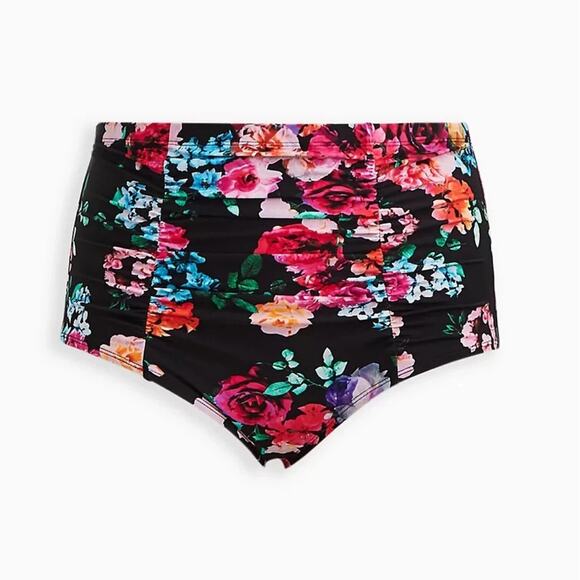 Torrid Black Floral Ruched Swim Bottom 3X NWT 17054781 - Picture 1 of 12